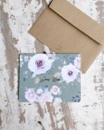 A beautiful 'Dear Mum' greeting card with a vintage floral rose design
