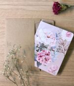 An elegant 'Dear Mum' greeting card with a pink floral peony design