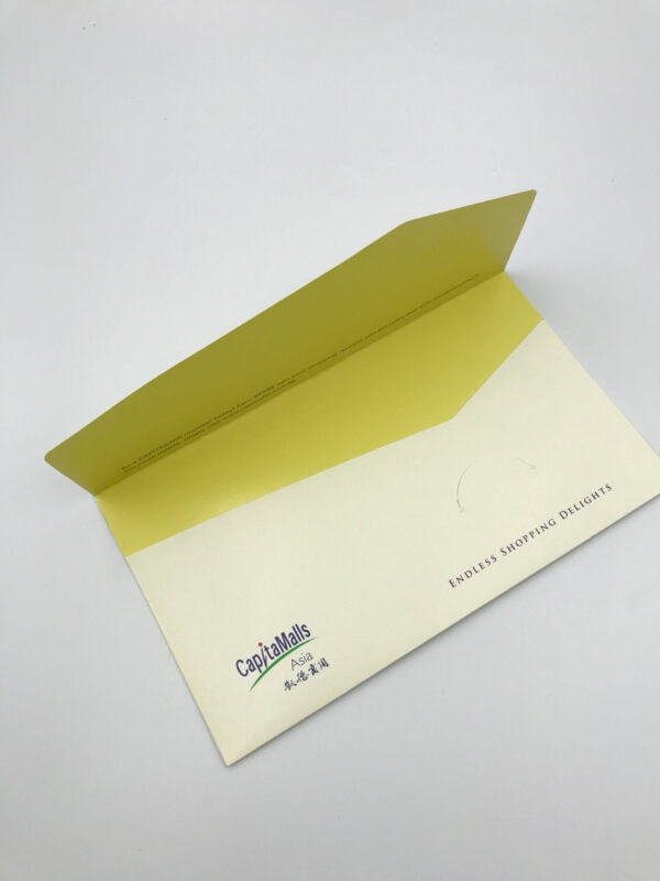 A custom-printed corporate envelope or folder for CapitaMalls Asia