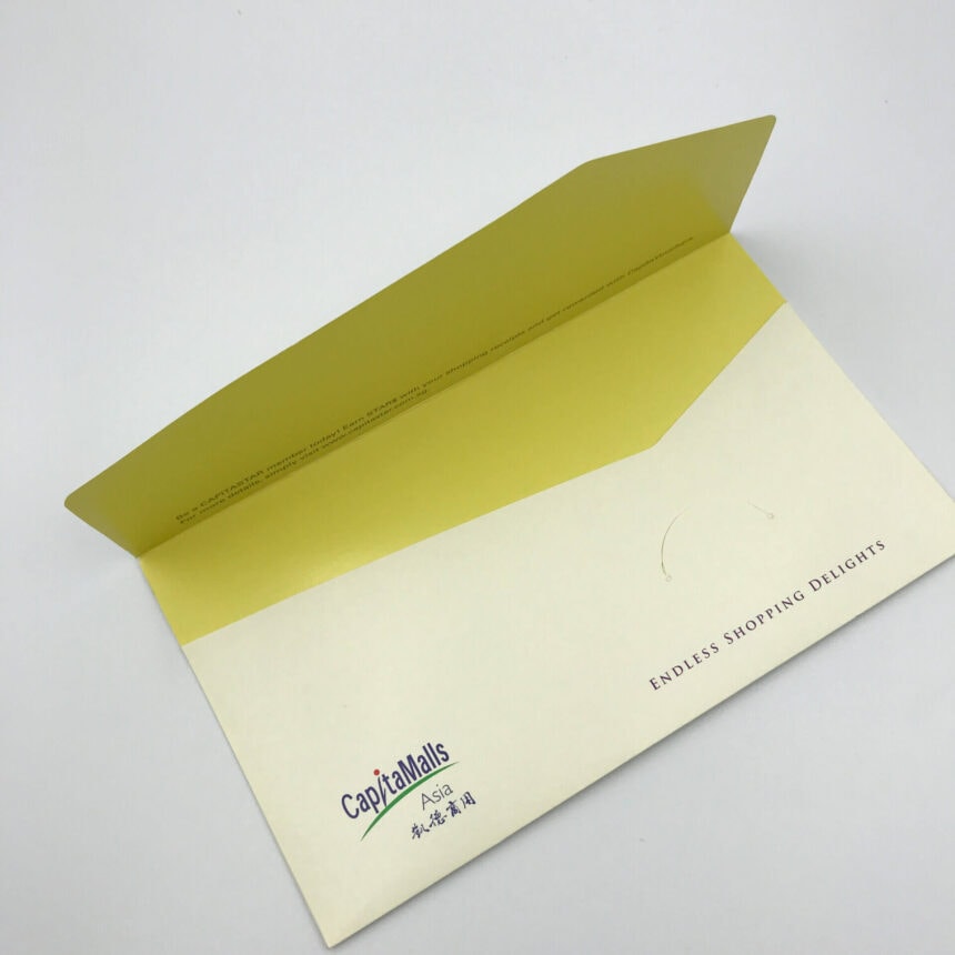 A custom-printed corporate envelope or folder for CapitaMalls Asia