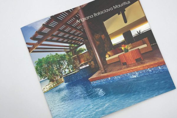 The cover of a high-quality travel brochure for the Angsana Balaclava Mauritius resort